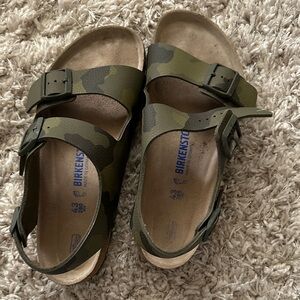 Birkenstock Kids Green Camouflage Sandals